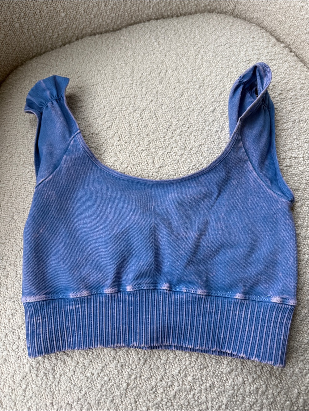 FP Movement by Free People Indigo Blue Ruched Ribbed Crop Top - Picture 3 of 3